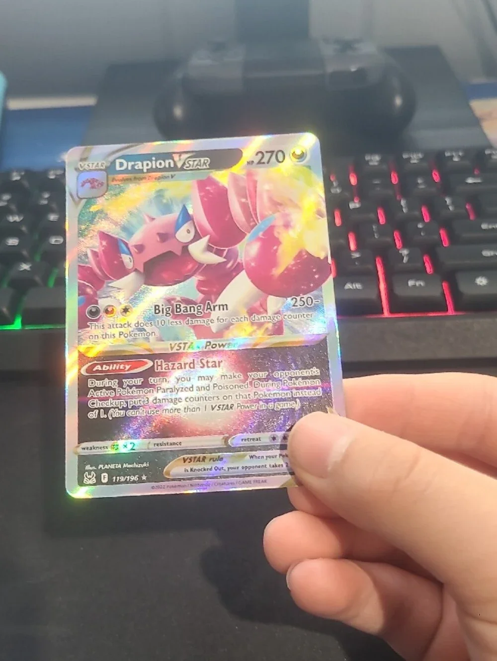 Pokemon Drapion VSTAR Holographic Pink Purple Yellow Blue